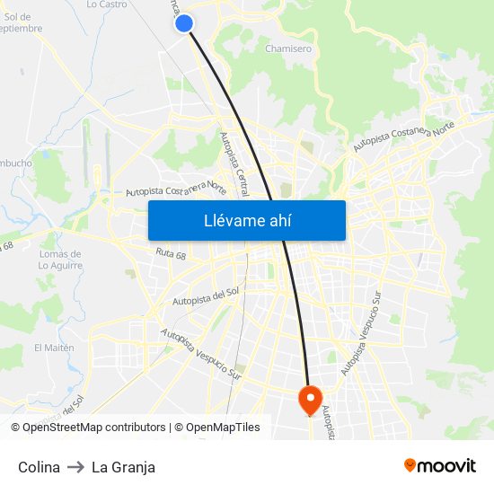Colina to La Granja map