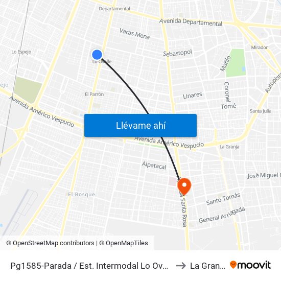 Pg1585-Parada / Est. Intermodal Lo Ovalle to La Granja map