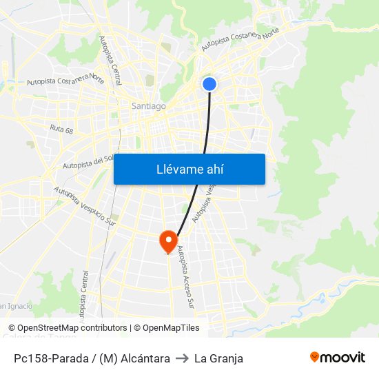 Pc158-Parada / (M) Alcántara to La Granja map