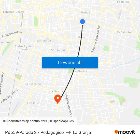 Pd559-Parada 2 / Pedagógico to La Granja map