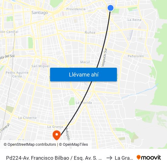 Pd224-Av. Francisco Bilbao / Esq. Av. S. Elcano to La Granja map