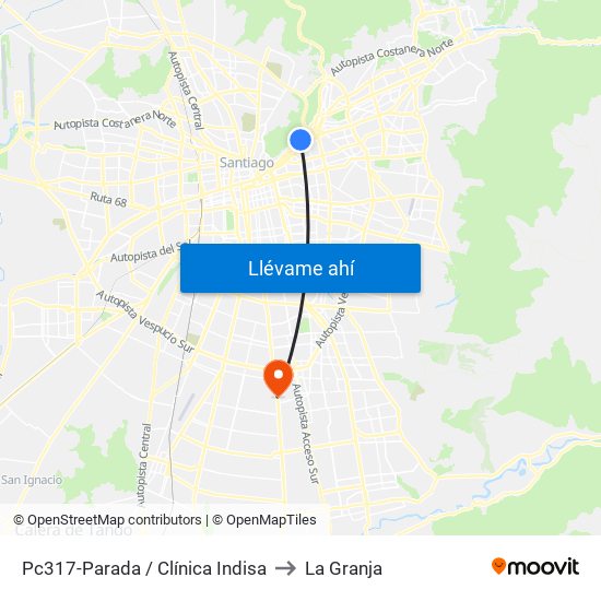Pc317-Parada / Clínica Indisa to La Granja map