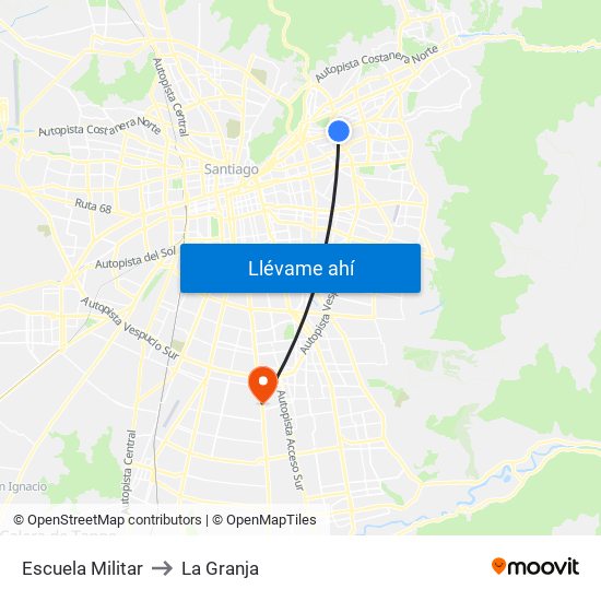Escuela Militar to La Granja map