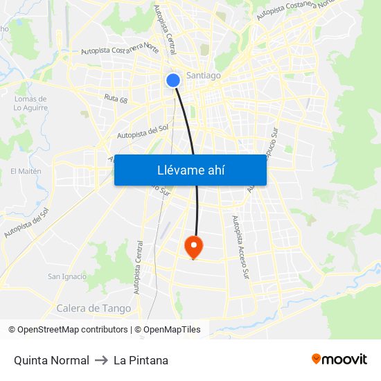 Quinta Normal to La Pintana map