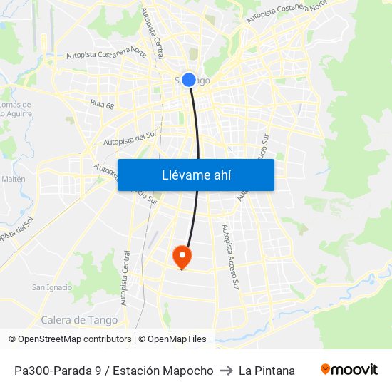 Pa300-Parada 9 / Estación Mapocho to La Pintana map