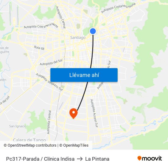 Pc317-Parada / Clínica Indisa to La Pintana map