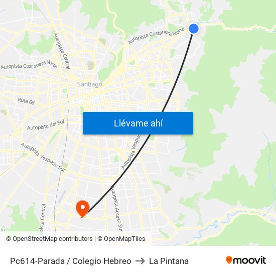 Pc614-Parada / Colegio Hebreo to La Pintana map