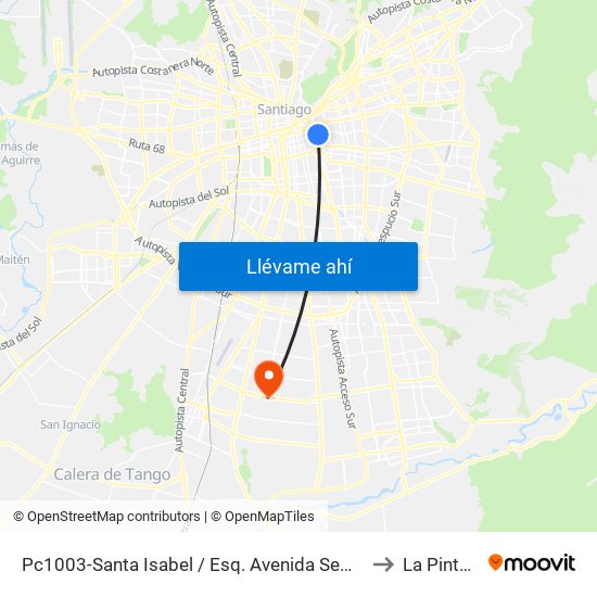 Pc1003-Santa Isabel / Esq. Avenida Seminario to La Pintana map