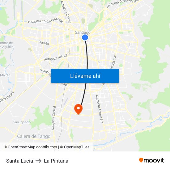Santa Lucía to La Pintana map
