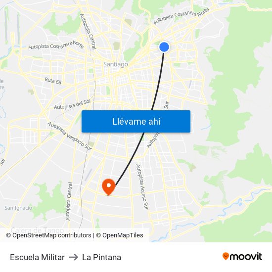 Escuela Militar to La Pintana map