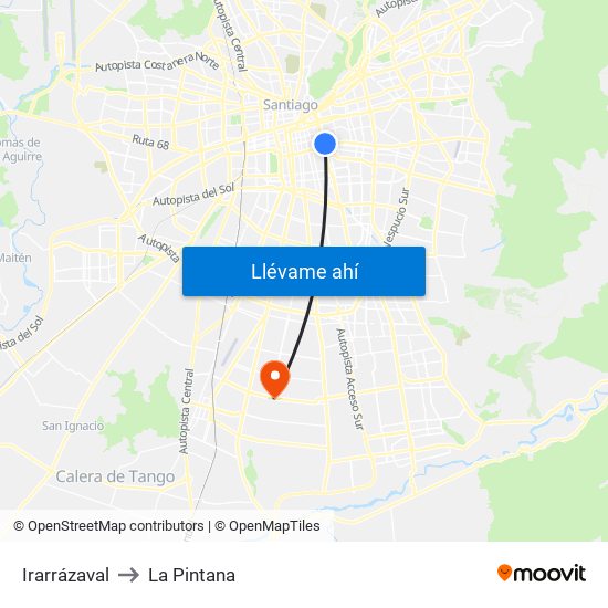 Irarrázaval to La Pintana map