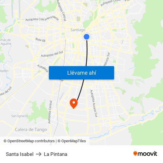 Santa Isabel to La Pintana map