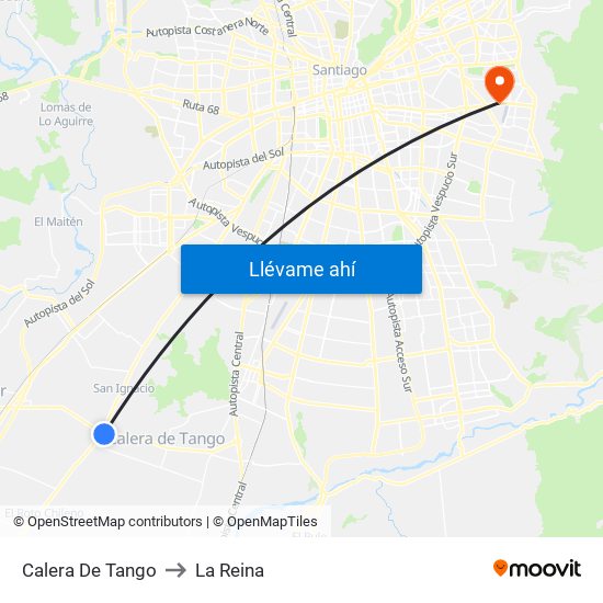 Calera De Tango to La Reina map