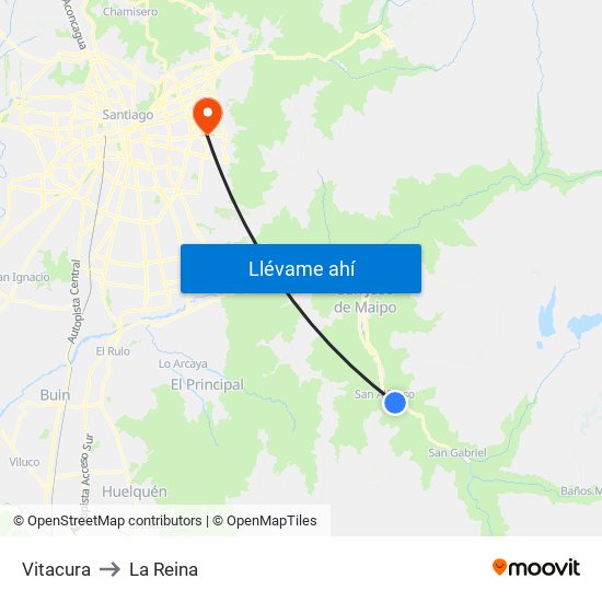 Vitacura to La Reina map