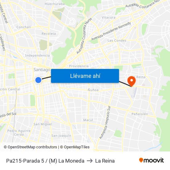 Pa215-Parada 5 / (M) La Moneda to La Reina map