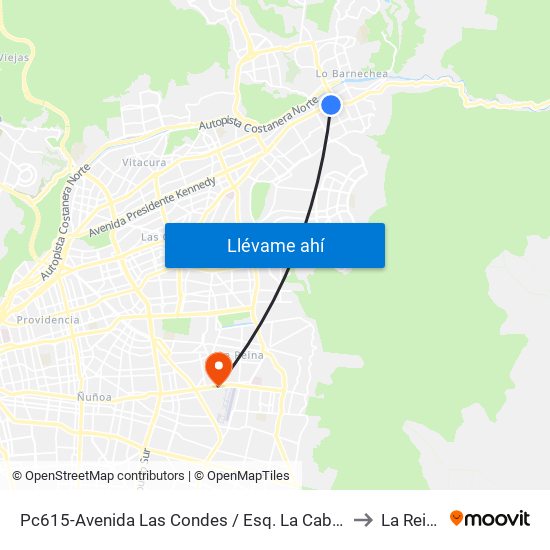 Pc615-Avenida Las Condes / Esq. La Cabaña to La Reina map