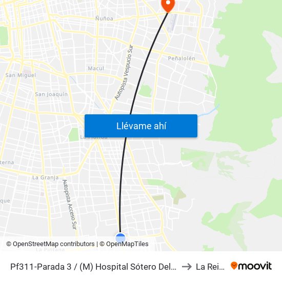 Pf311-Parada 3 / (M) Hospital Sótero Del Río to La Reina map