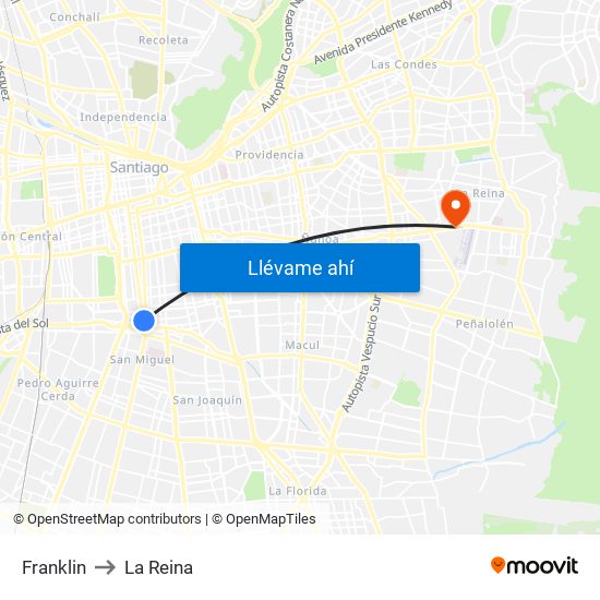 Franklin to La Reina map