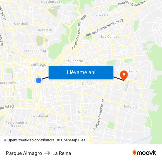 Parque Almagro to La Reina map