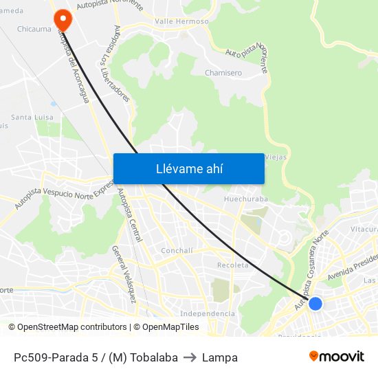 Pc509-Parada 5 / (M) Tobalaba to Lampa map