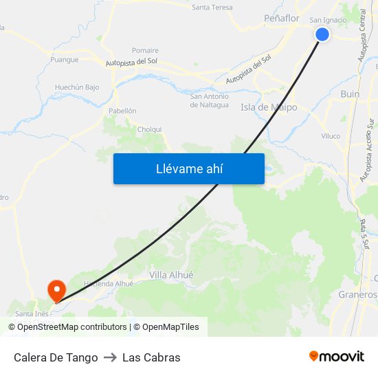 Calera De Tango to Las Cabras map