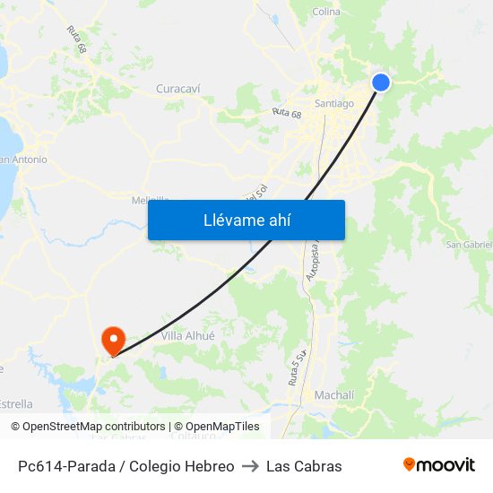 Pc614-Parada / Colegio Hebreo to Las Cabras map