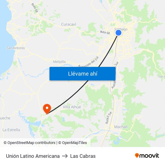 Unión Latino Americana to Las Cabras map