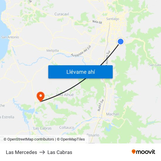 Las Mercedes to Las Cabras map