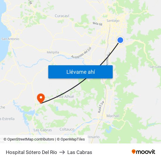 Hospital Sótero Del Río to Las Cabras map