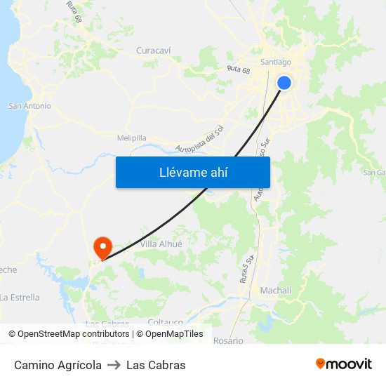 Camino Agrícola to Las Cabras map