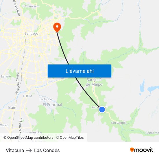 Vitacura to Las Condes map