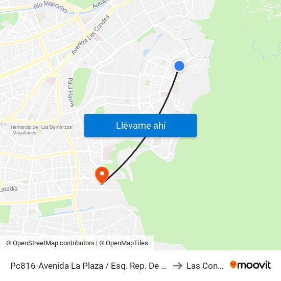 Pc816-Avenida La Plaza / Esq. Rep. De Hondura to Las Condes map