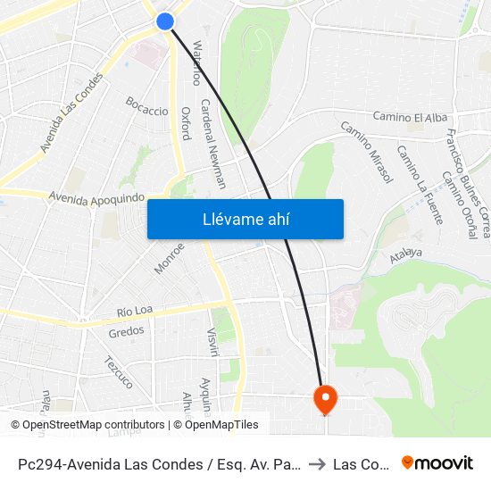 Pc294-Avenida Las Condes / Esq. Av. Padre H. Central to Las Condes map