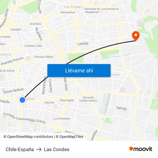 Chile-España to Las Condes map