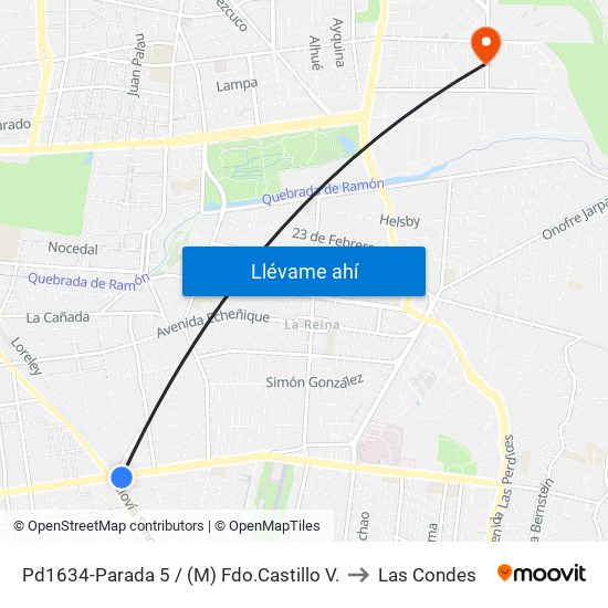 Pd1634-Parada 5 / (M) Fdo.Castillo V. to Las Condes map
