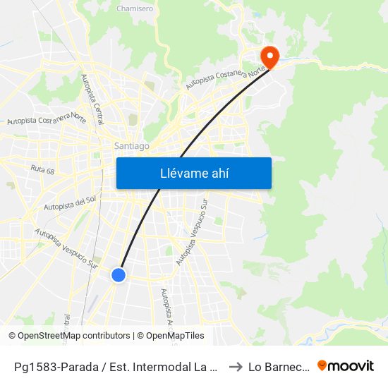 Pg1583-Parada / Est. Intermodal La Cisterna to Lo Barnechea map