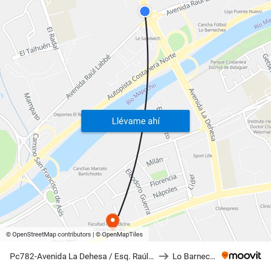 Pc782-Avenida La Dehesa / Esq. Raúl Labbé to Lo Barnechea map