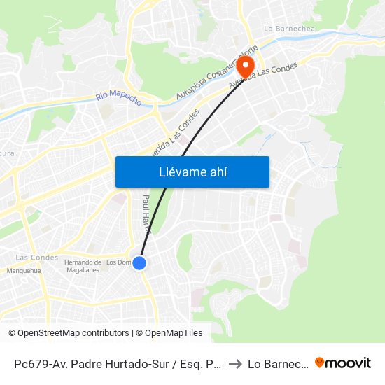Pc679-Av. Padre Hurtado-Sur / Esq. Patagonia to Lo Barnechea map