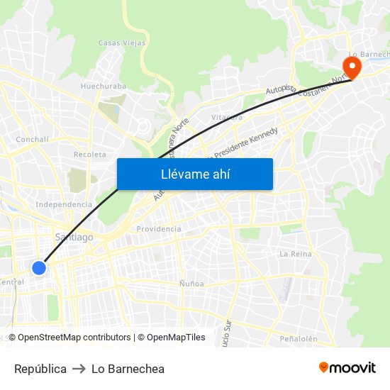 República to Lo Barnechea map