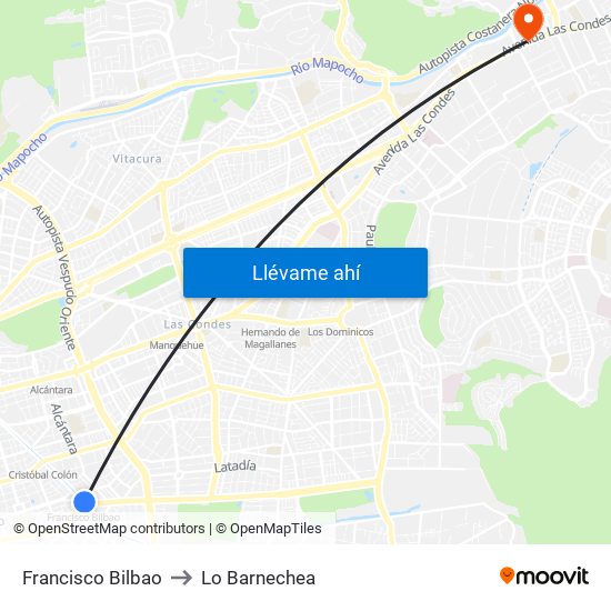 Francisco Bilbao to Lo Barnechea map