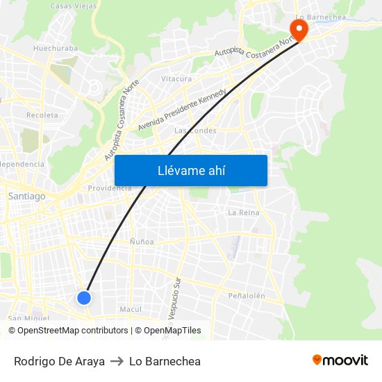 Rodrigo De Araya to Lo Barnechea map
