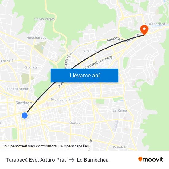 Tarapacá Esq. Arturo Prat to Lo Barnechea map