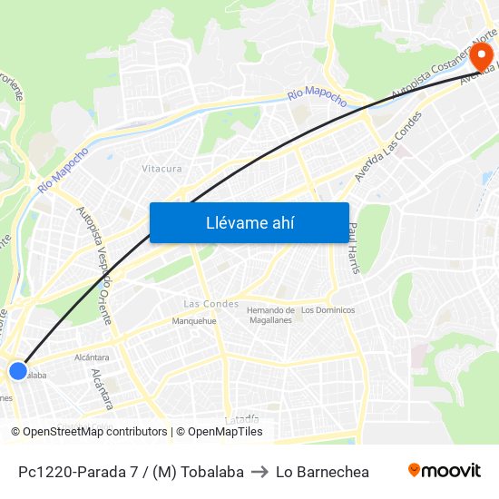 Pc1220-Parada 7 / (M) Tobalaba to Lo Barnechea map