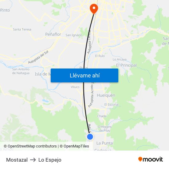 Mostazal to Lo Espejo map