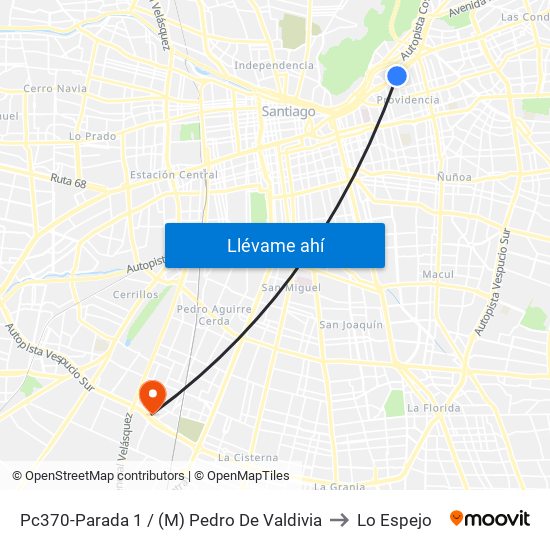 Pc370-Parada 1 / (M) Pedro De Valdivia to Lo Espejo map
