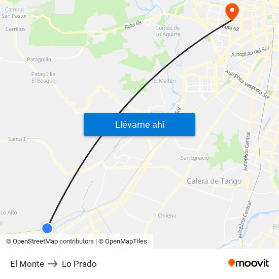 El Monte to Lo Prado map