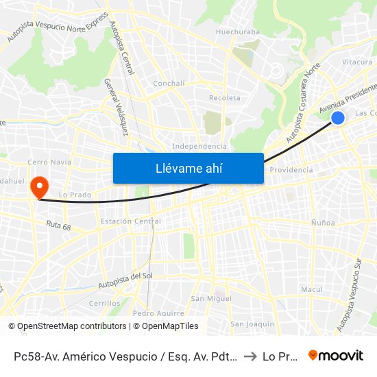 Pc58-Av. Américo Vespucio / Esq. Av. Pdte. Riesco to Lo Prado map