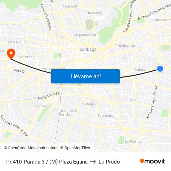 Pd410-Parada 3 / (M) Plaza Egaña to Lo Prado map