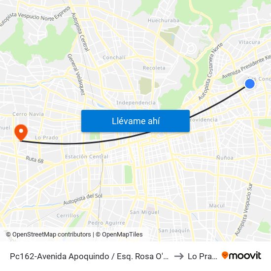 Pc162-Avenida Apoquindo / Esq. Rosa O'Higgins to Lo Prado map