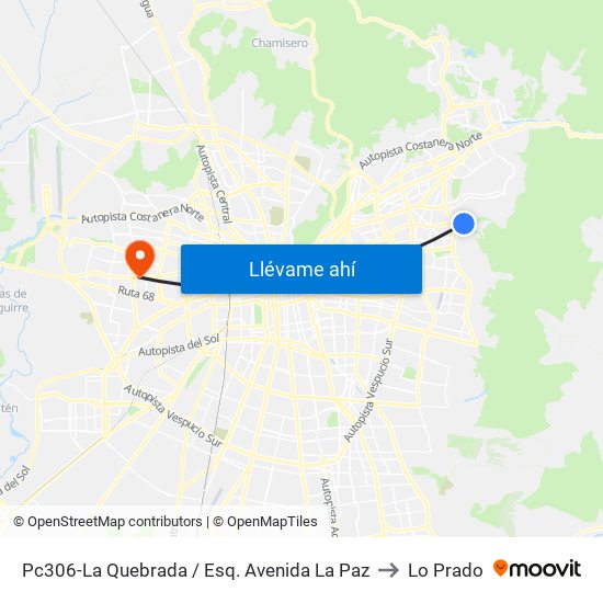 Pc306-La Quebrada / Esq. Avenida La Paz to Lo Prado map